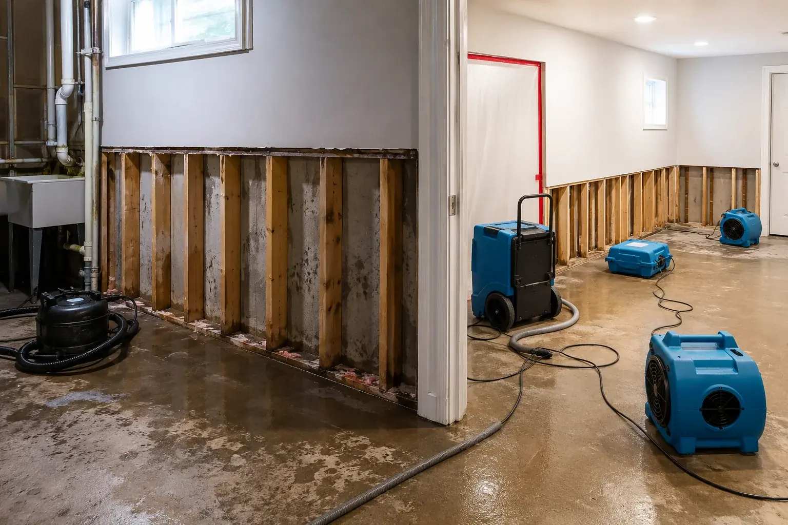basement flood restoration service planning and restoration scope review