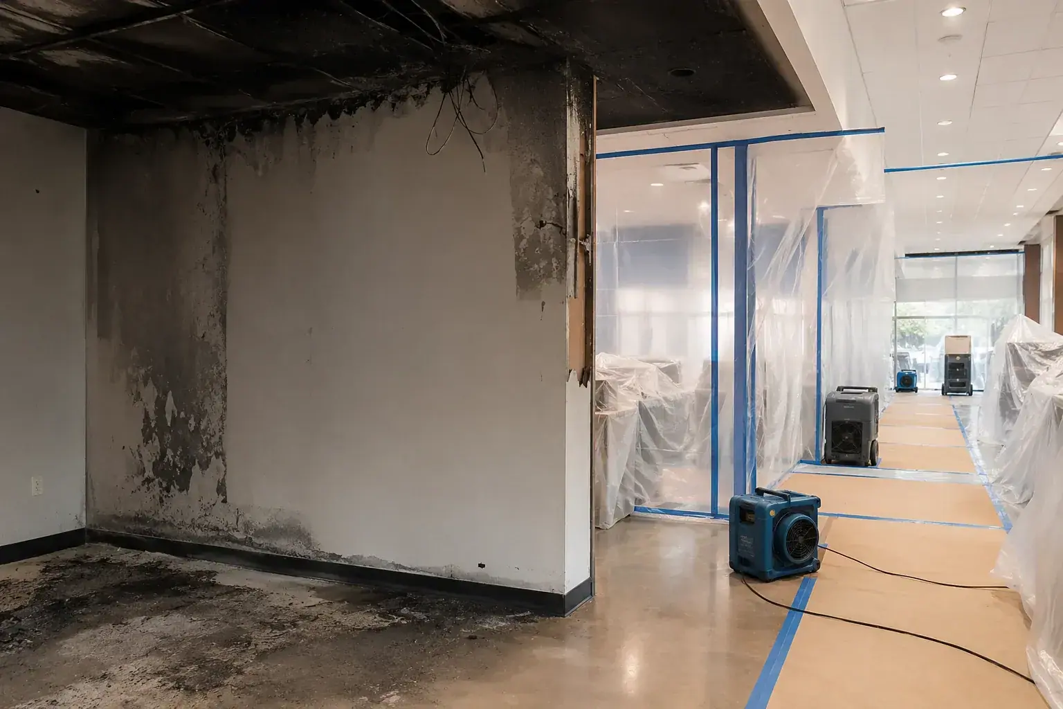 Warehouse Fire Damage Restoration North York professional restoration jobsite