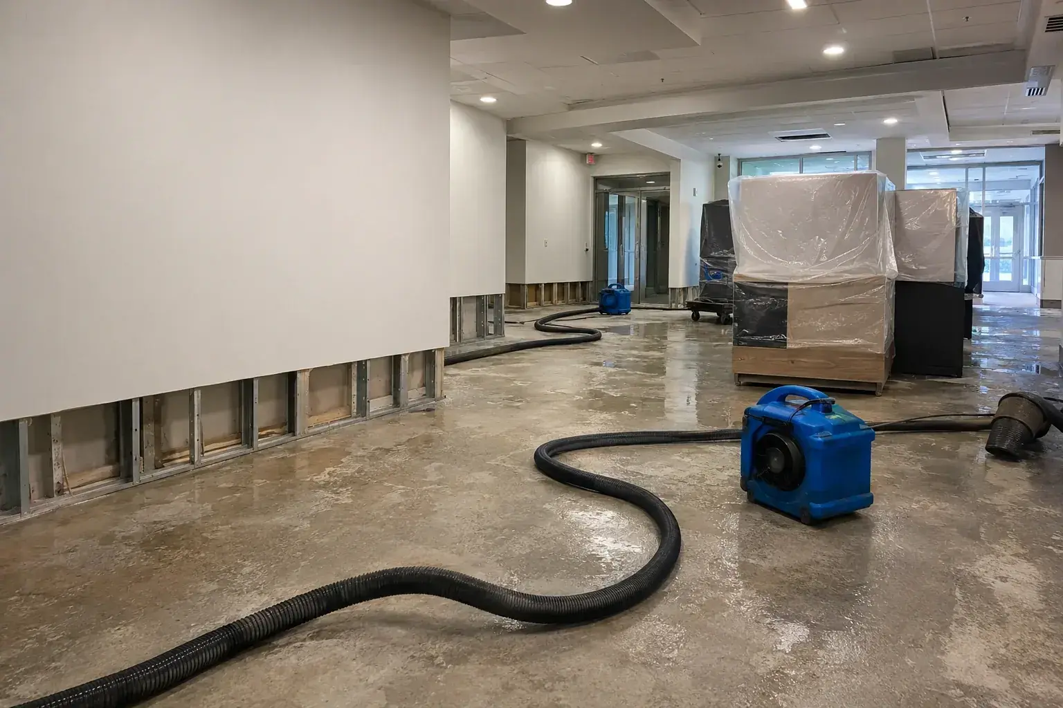 Commercial Flood Damage Restoration Maple professional restoration jobsite