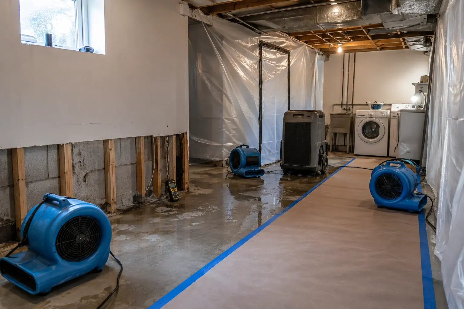 Restoration containment drying equipment and reconstruction planning tools