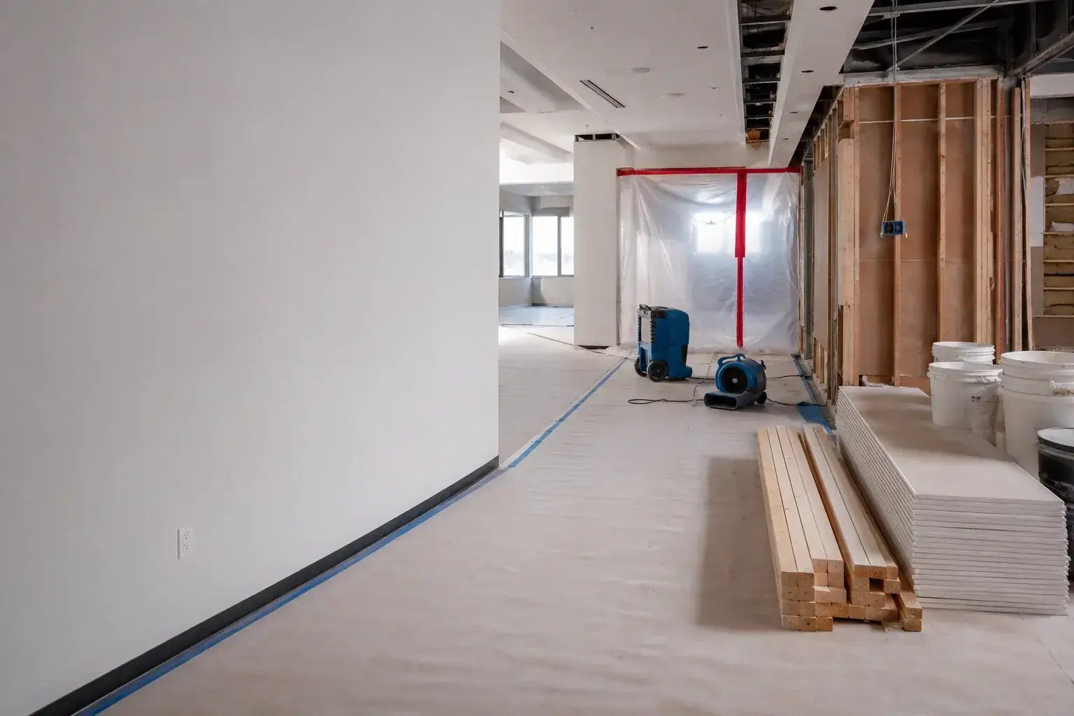 impact damage restoration jobsite equipment and emergency response setup