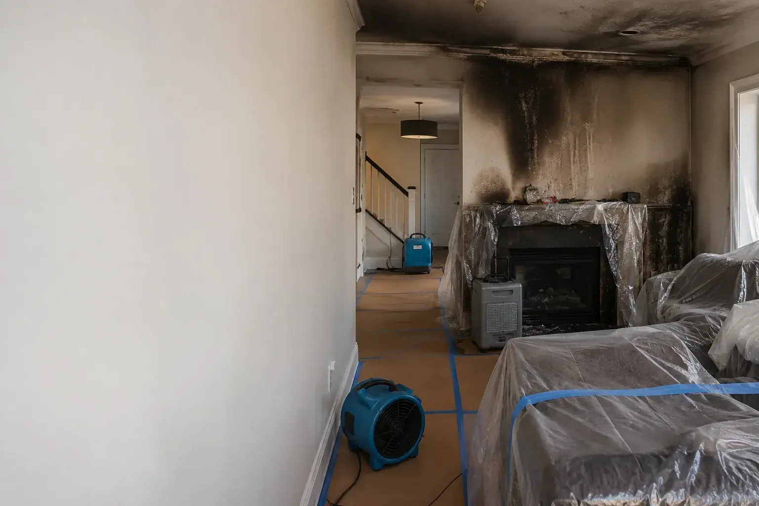 Residential Fire Damage Restoration North York professional restoration jobsite